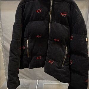 Tommy Hilfiger Black Corduroy Jacket with Red Accents